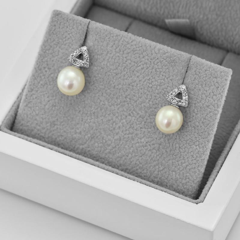 Diamantové náušnice s perlou 42675