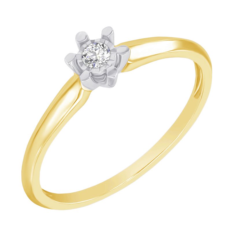Zlatý zásnubný prsteň v štýle solitér s diamantom 46195