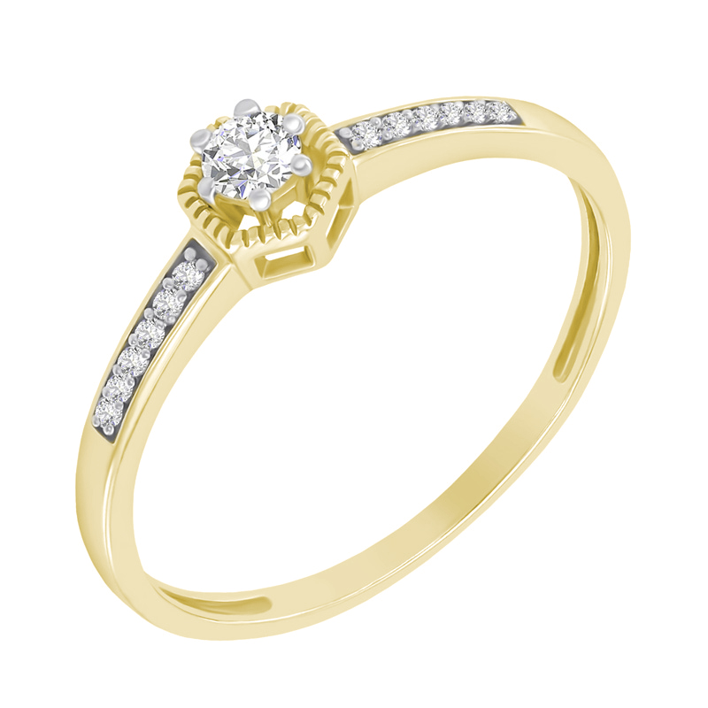 Zlatý prsteň s postrannými diamantmi Kelote