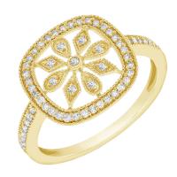 Zlatý prsteň s diamantovým kvetom Elicia