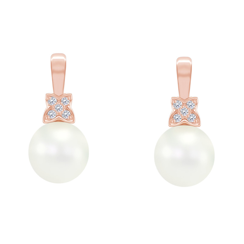 Zlaté perlové náušnice s diamantmi 48415