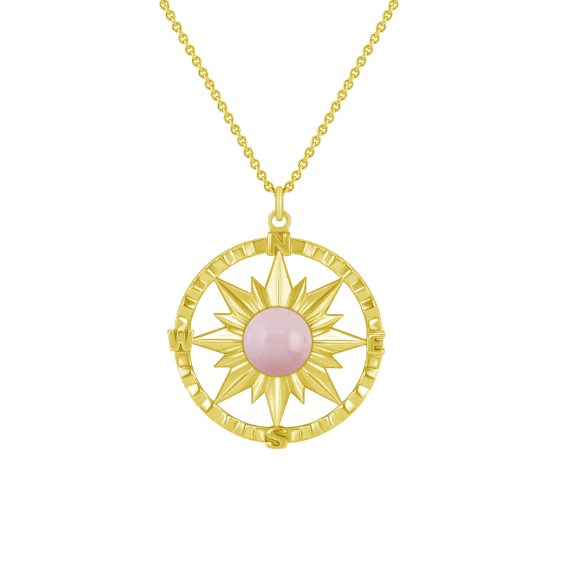 Zlatý náhrdelník kompas s opálom 49165