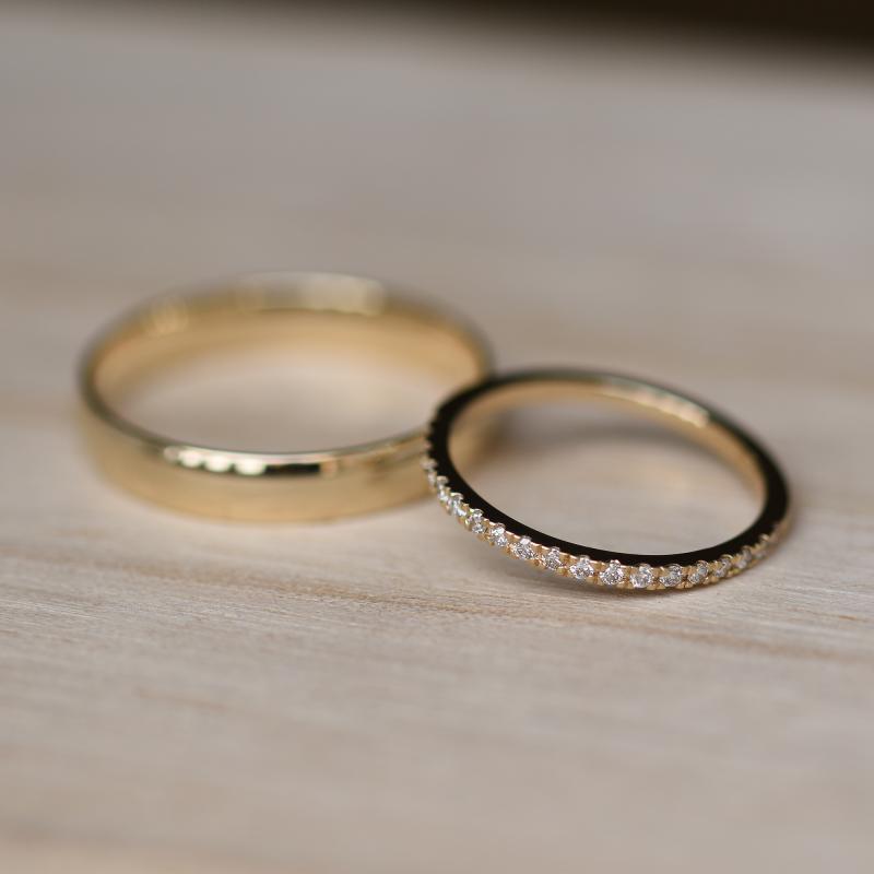 Dámsky eternity prsteň a pánsky komfortný svadobný prsteň 49455
