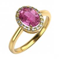 Zlatý prsteň s ružovým zafírom a diamantmi Pitya