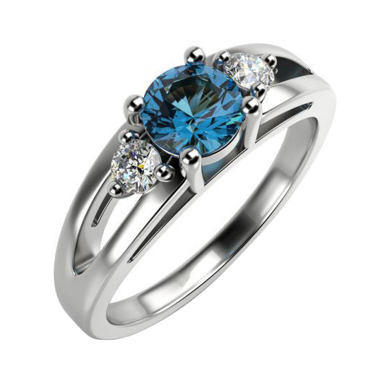 Modrý diamant v zlatom prsteni 59635
