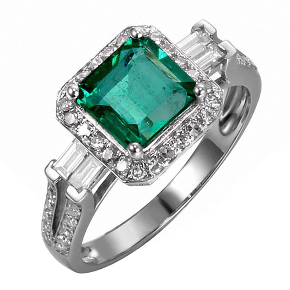 Smaragdový zlatý prsteň s diamantmi