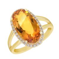 Pôvabný zlatý prsteň s 5ct citrínom a diamantmi Gerda