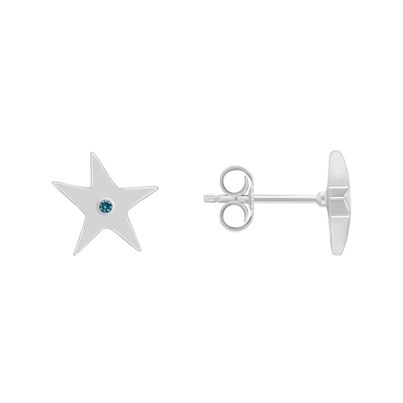 Strieborné hviezdičky s modrými diamantmi 71865