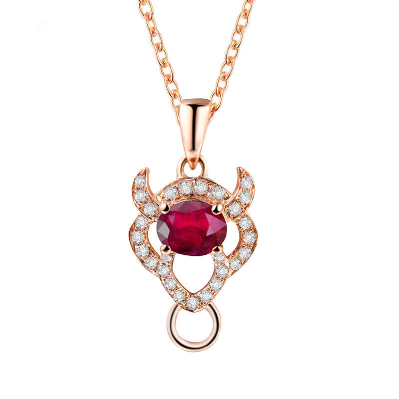 Rubínový náhrdelník s diamantmi v tvare býka Taurus