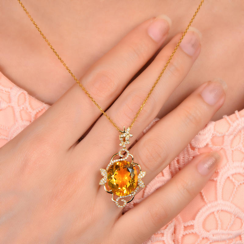 Zlatý citrínový náhrdelník 7665