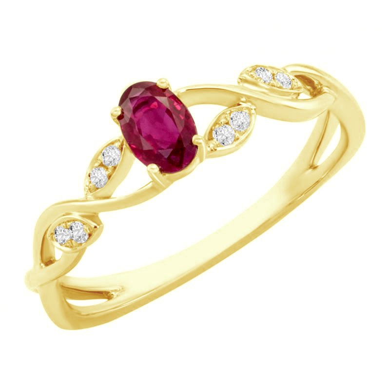 Zlatý prsteň s rubínom a diamantom 78865