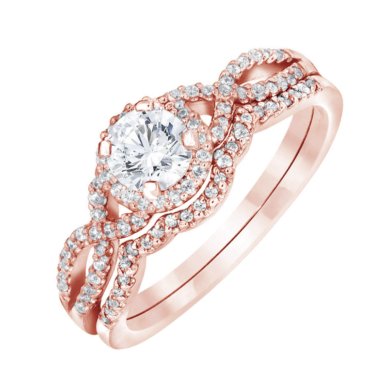 Diamantový set prstenov z ružového zlata 79285