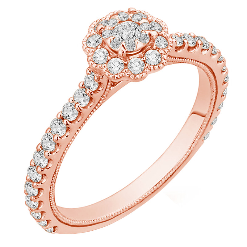Zásnubný diamantový prsteň z ružového zlata