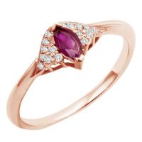 Zlatý rubínový prsteň s diamantmi Welwi
