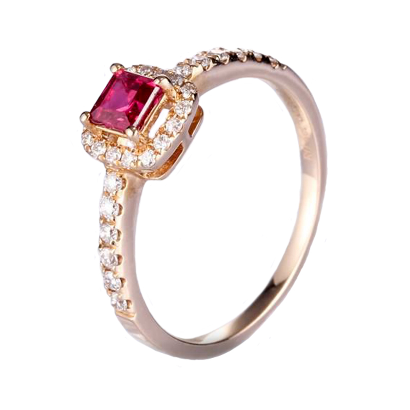 Zásnubný prsteň s rubínom a diamantmi Crissie