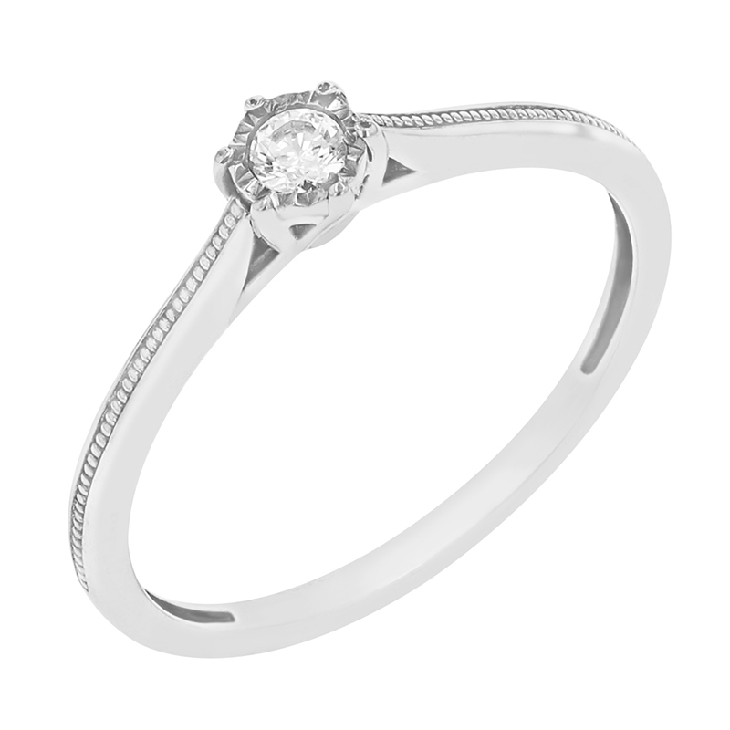 Dokonalý prsteň s diamantom z bieleho zlata 82605