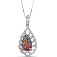 Krásny strieborný náhrdelník s opálom a zirkónmi Sayda