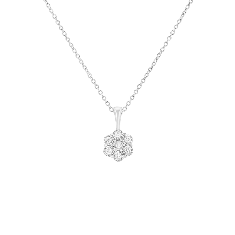 Diamantový prívesok v tvare kvetu z bieleho zlata