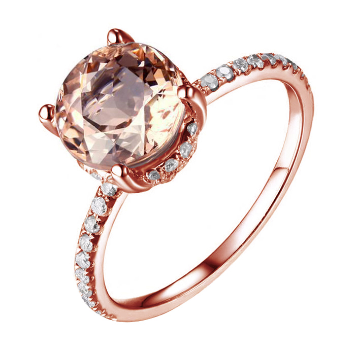 Zlatý morganitový prsteň s diamantmi 83265