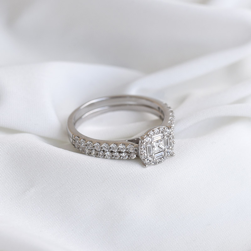Diamantový prsteň z bieleho zlata 85755