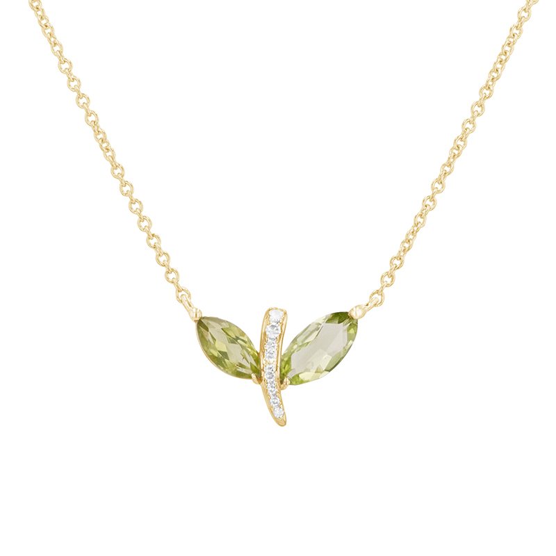 Elegantný náhrdelník so zelenými ametystmi a diamantmi Izan