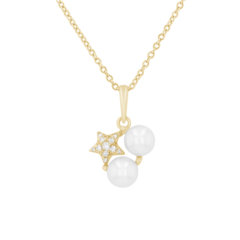 Zlatý perlový prívesok s hviezdou plnou diamantov Margh