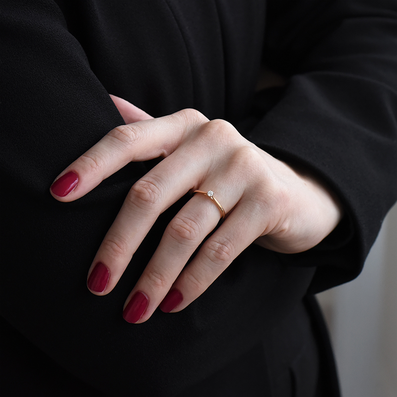 Zásnubný prsteň s diamantom z ružového zlata 92085
