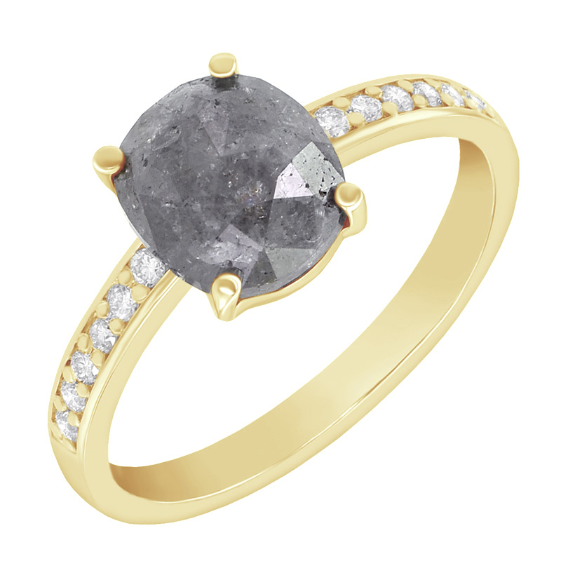 Zlatý prsteň s oválnym salt'n'pepper diamantom Iselin 97495