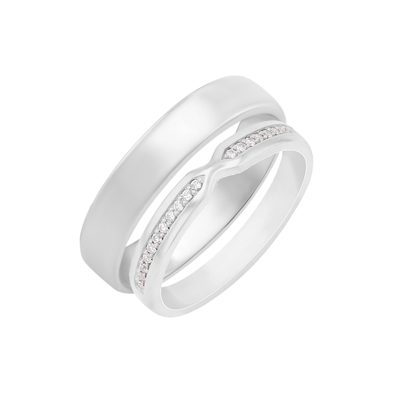 Zlaté svadobné obrúčky s eternity prsteňom a komfortným prsteňom Asne 97775
