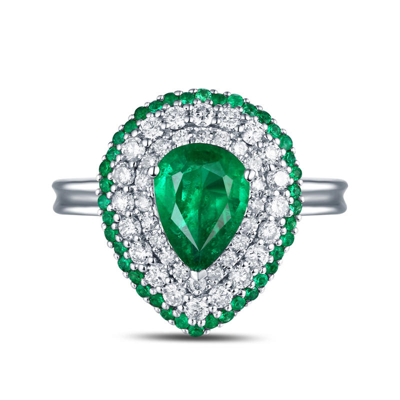 Luxusný smaragdový prsteň s diamantmi 9805