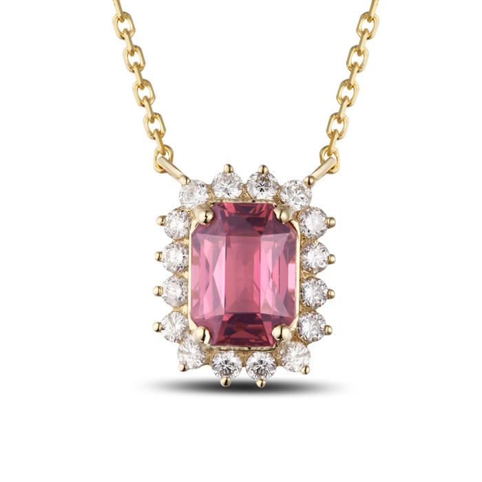 Zlatý náhrdelník s emerald turmalínom a diamantmi Drory