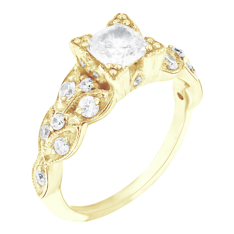 Zlatý zásnubný vintage prsteň posiaty diamantmi Galeen 98905