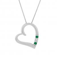 Strieborný prívesok srdce so smaragdmi a diamantom Janey