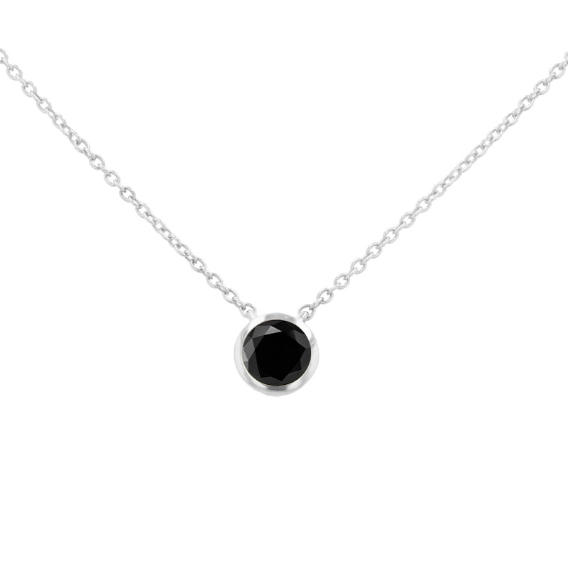 Strieborný náhrdelník s čiernym diamantom Hadley