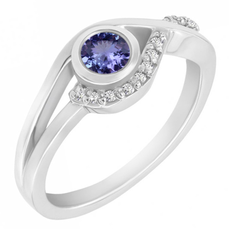 Zásnubný prsteň s tanzanitom a diamantmi Olian