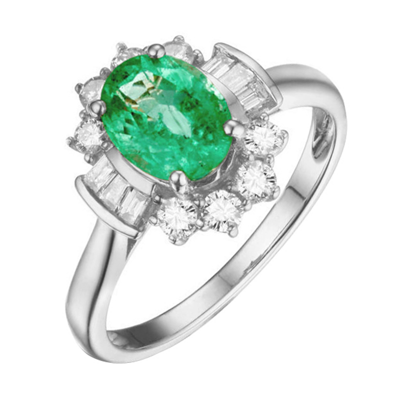 Oklúzľujúci zásnubný prsteň s 1.2ct smaragdom a diamantmi Kalie 104586