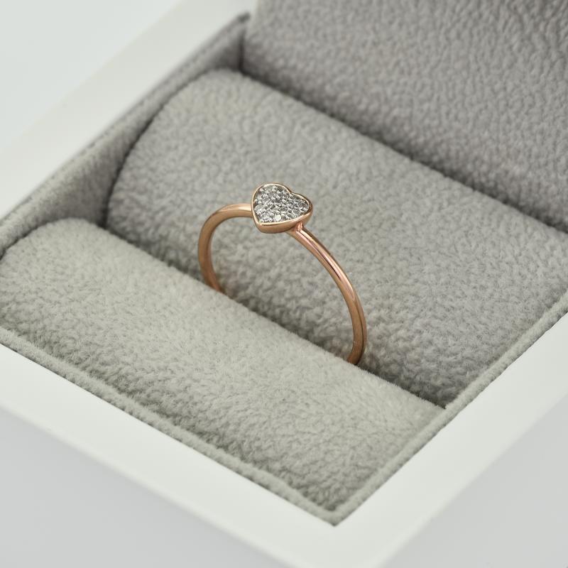 Strieborný prsteň v tvare srdca plný lab-grown diamantov Amba 104646