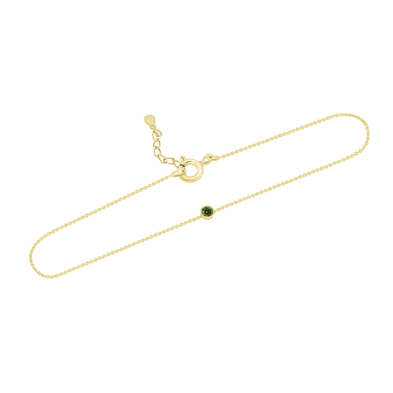 Strieborný minimalistický náramok so zeleným diamantom Lepio 104966