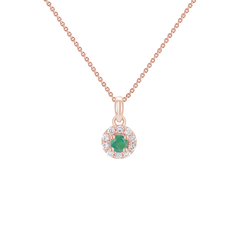 Smaragdový halo náhrdelník s diamantmi Richelle 106666