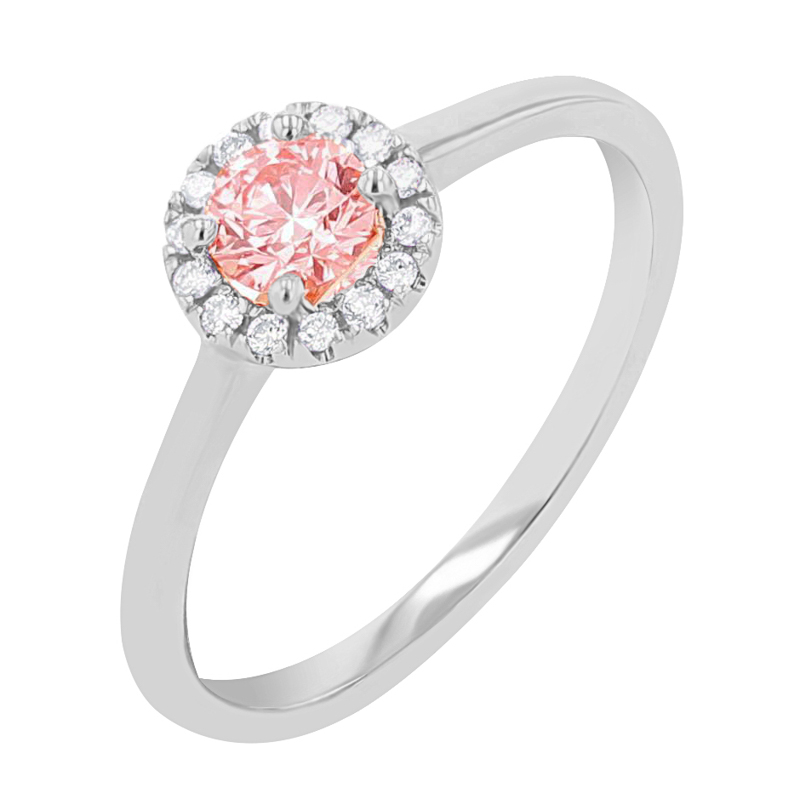 Halo prsteň s certifikovaným fancy pink lab-grown diamantom Josipa 113796