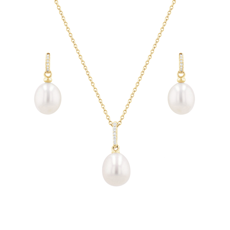 Zlatá perlová kolekcia s diamantmi Elzaida 116026