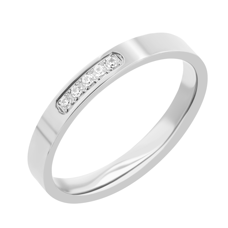 Zlaté ploché svadobné prstene s diamantmi Jolene 117586