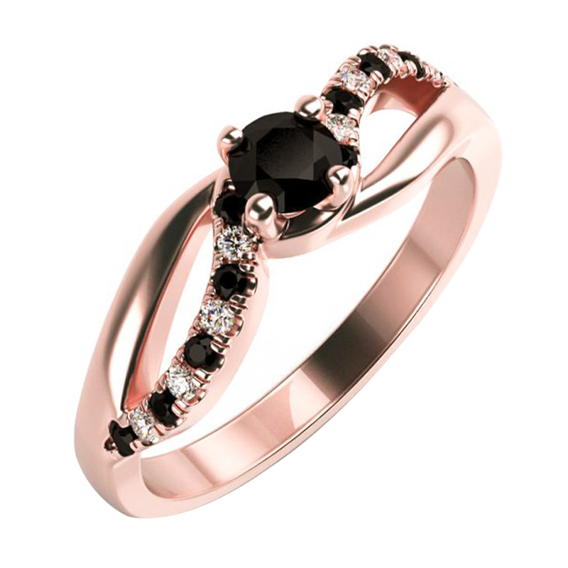 Zásnubný prsteň s čiernymi a bielymi diamantmi Damica 119346