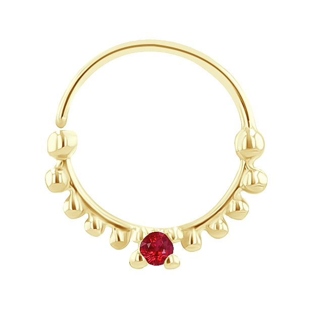 Zlatý septum piercing s rubínom Safi