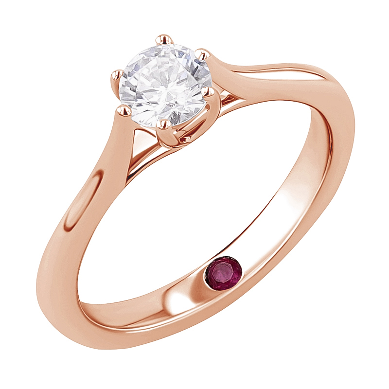 Zásnubný prsteň s moissanitom a rubínom Sores 124826