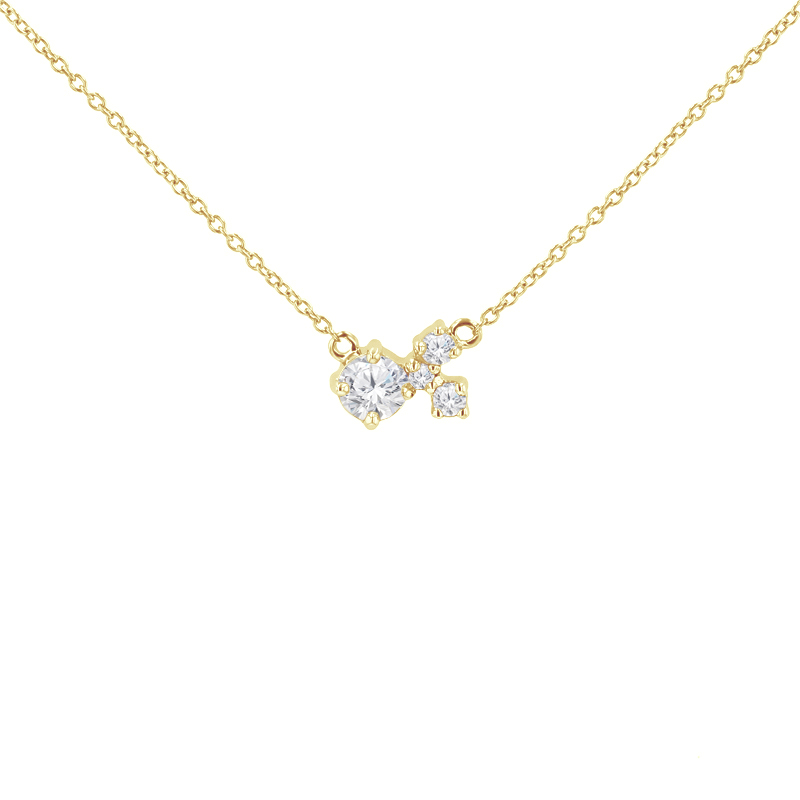 Strieborný cluster náhrdelník s moissanitom a lab-grown diamantmi Maizie