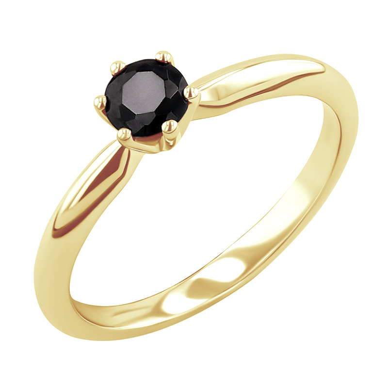 Zlatý zasnubný prsteň s čiernym diamantom Clytie 125606