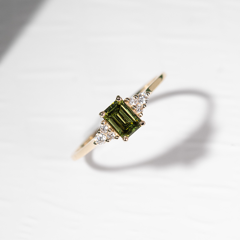 Zásnubný prsteň s 0.43ct IGI certifikovaným zeleným lab-grown diamantom Rhea 125956