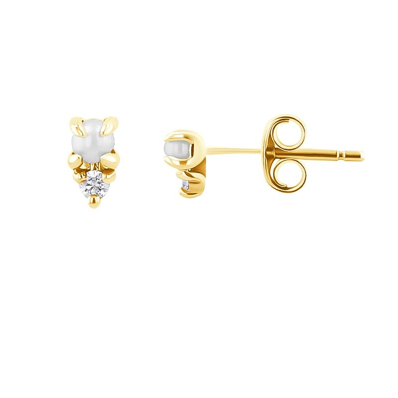 Zlaté náušnice s perlami a lab-grown diamantmi Chaney 126606