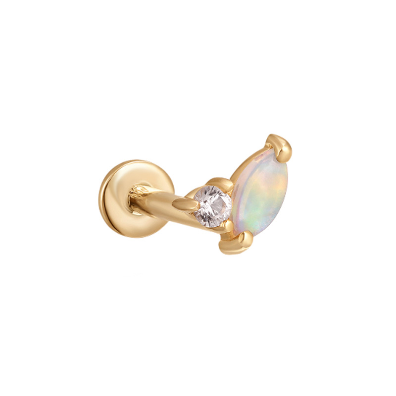 Zlatá piercing náušnica s opálom a zafírom Lensia 126666